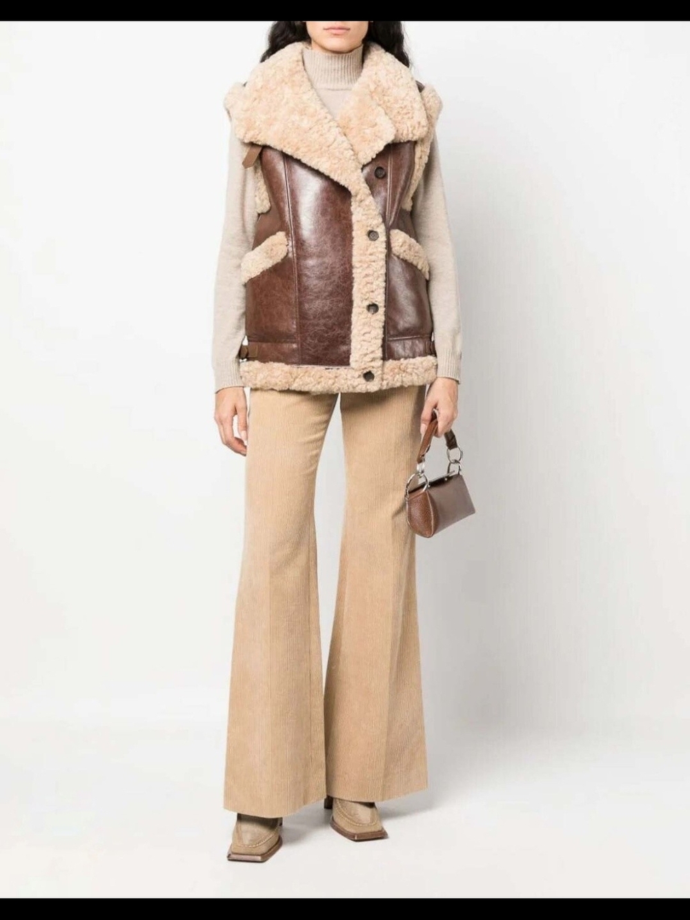 Urbancode Faux Shearling-Trim Brown Reversible Vest - Women
